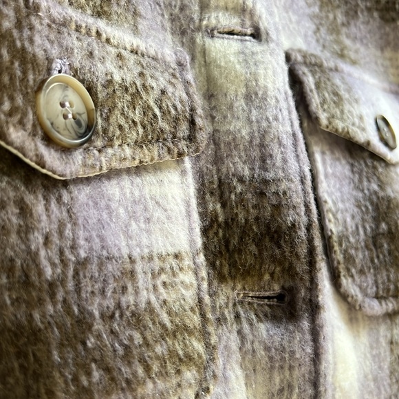 New Avec Les Fills Plaid Shirt Jacket Size Small in Brown/Lavender - Picture 13 of 16